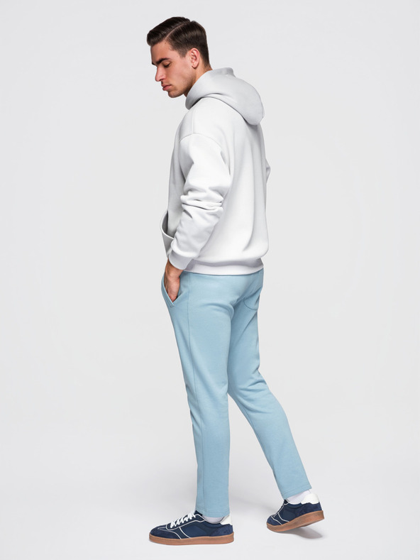 Ombre Clothing Muške pamučne trenirke BASIC s nepodstavljenom nogavicom - svijetlo plave V7 OM-PABS-0304 Ombre Clothing