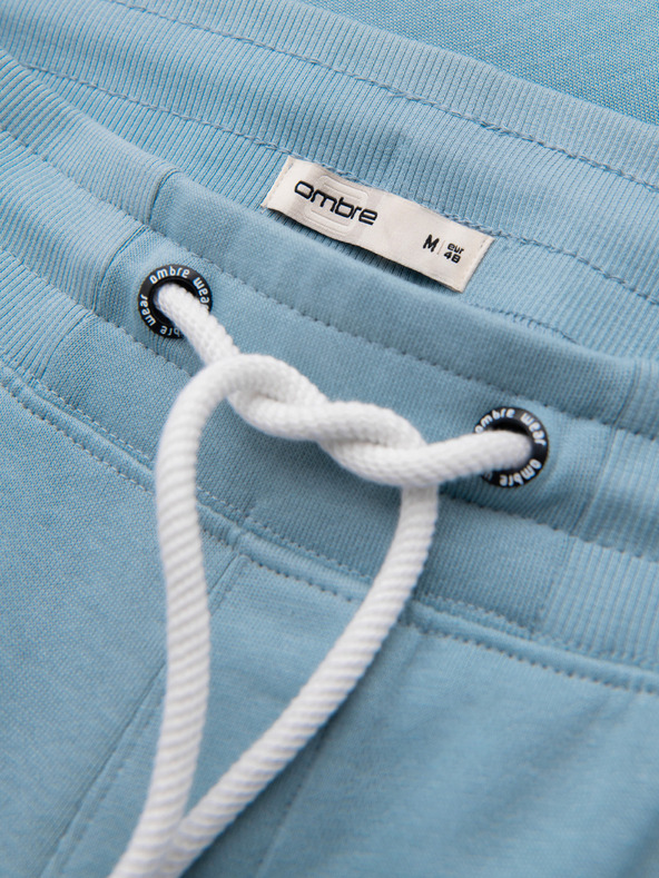 Ombre Clothing Muške pamučne trenirke BASIC s nepodstavljenom nogavicom - svijetlo plave V7 OM-PABS-0304 Ombre Clothing