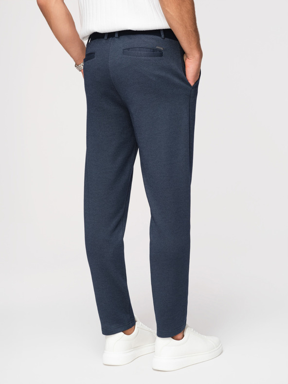 Ombre Clothing Muške opuštene hlače CARROT FIT od žakard pletenine - tamno plave V1 OM-PACP-0292 Ombre Clothing