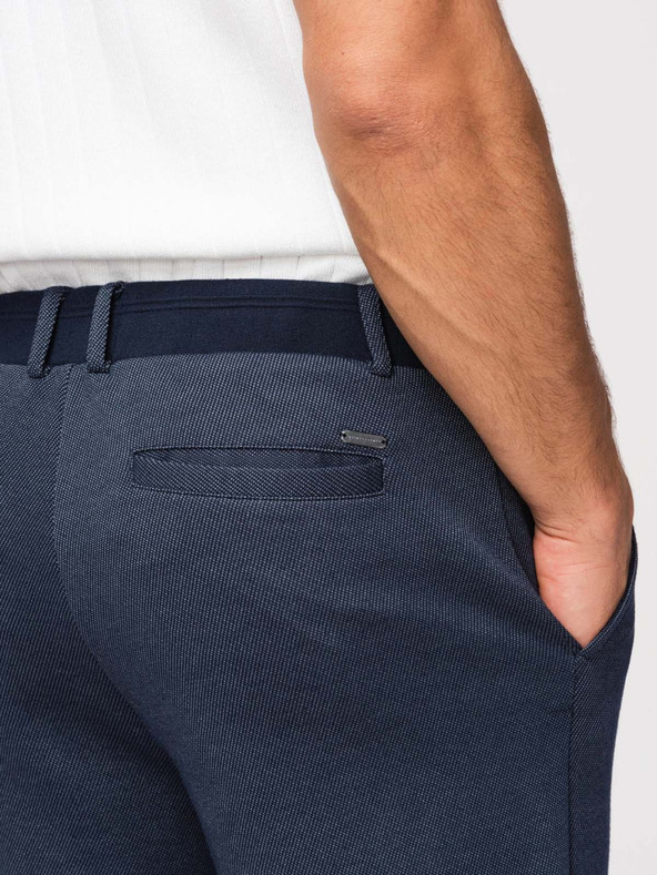 Ombre Clothing Muške opuštene hlače CARROT FIT od žakard pletenine - tamno plave V1 OM-PACP-0292 Ombre Clothing