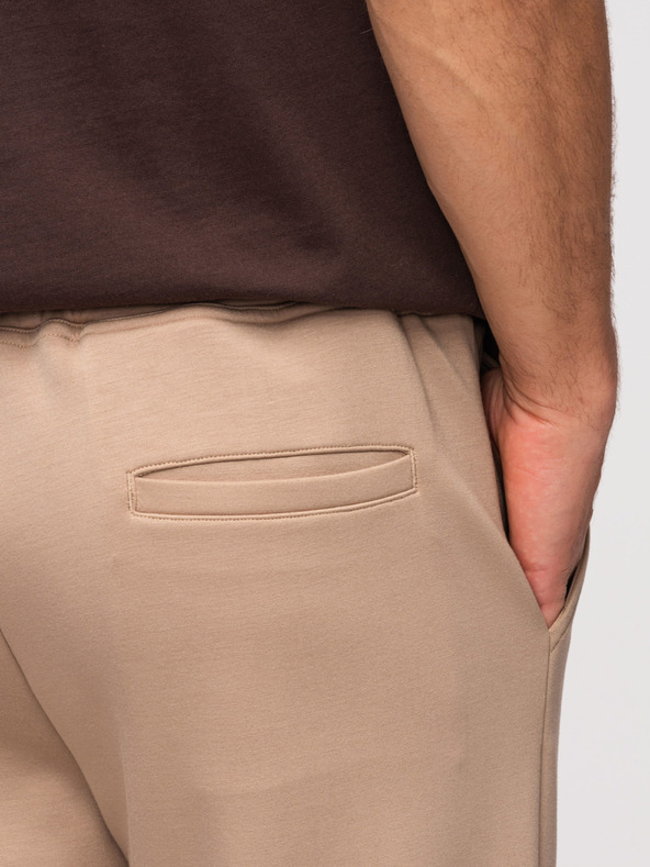 Ombre Clothing Muške trenirke s ravnim nogavicama od glatke pletenine - bež V3 OM-PSBC-0221 Ombre Clothing