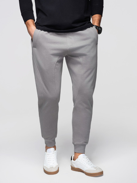 Ombre Clothing Muške trenirke BASIC s rebrastim nogavicama - sive V8 OM-PABS-0305 Ombre Clothing