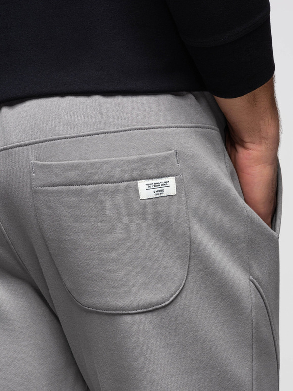 Ombre Clothing Muške trenirke BASIC s rebrastim nogavicama - sive V8 OM-PABS-0305 Ombre Clothing