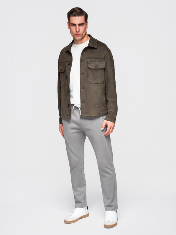 Ombre Clothing Muške pamučne trenirke BASIC s nepodstavljenom nogavicom - sive V8 OM-PABS-0304 Ombre Clothing