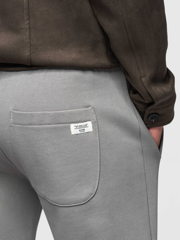 Ombre Clothing Muške pamučne trenirke BASIC s nepodstavljenom nogavicom - sive V8 OM-PABS-0304 Ombre Clothing