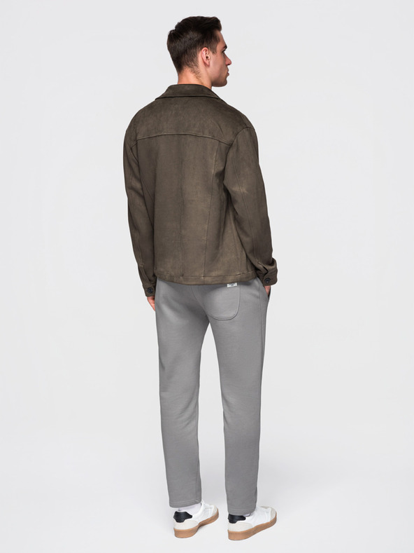 Ombre Clothing Muške pamučne trenirke BASIC s nepodstavljenom nogavicom - sive V8 OM-PABS-0304 Ombre Clothing