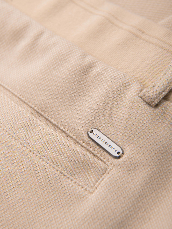 Ombre Clothing Muške opuštene hlače CARROT FIT od žakard pletenine - bež V2 OM-PACP-0292 Ombre Clothing