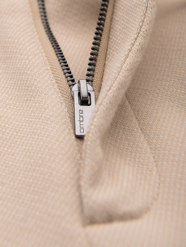 Ombre Clothing Muške opuštene hlače CARROT FIT od žakard pletenine - bež V2 OM-PACP-0292 Ombre Clothing