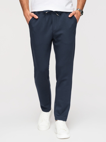 Ombre Clothing Muške trenirke s ravnim nogavicama od glatke pletenine - tamno plave V4 OM-PSBC-0221 Ombre Clothing