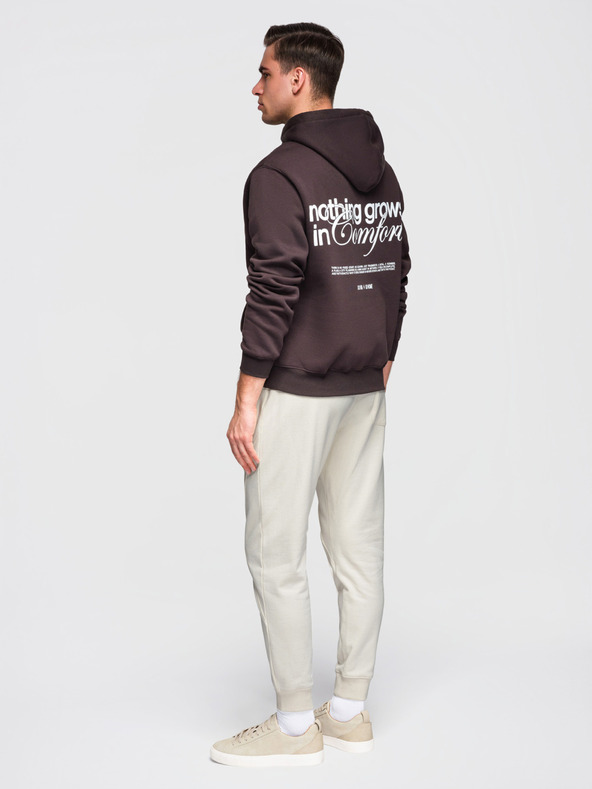 Ombre Clothing Muške trenirke BASIC s rebrasto nogavicom - kremaste V11 OM-PABS-0305 Ombre Clothing