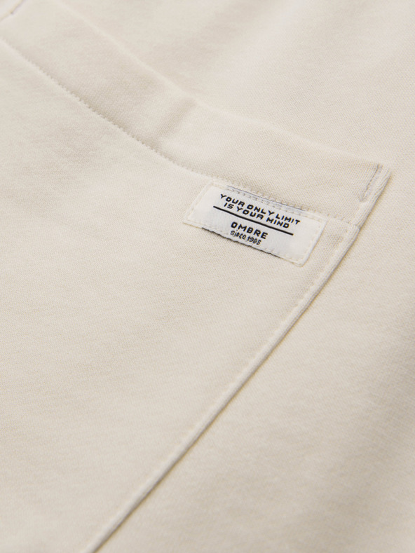 Ombre Clothing Muške pamučne trenirke BASIC s nepodstavljenom nogavicom - kremaste V11 OM-PABS-0304 Ombre Clothing