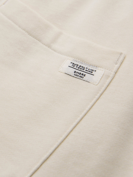 Ombre Clothing Muške pamučne trenirke BASIC s nepodstavljenom nogavicom - kremaste V11 OM-PABS-0304 Ombre Clothing