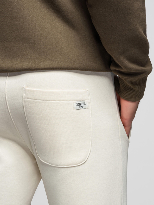Ombre Clothing Muške pamučne trenirke BASIC s nepodstavljenom nogavicom - kremaste V11 OM-PABS-0304 Ombre Clothing
