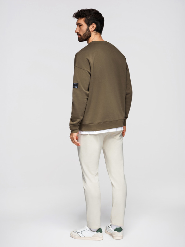 Ombre Clothing Muške pamučne trenirke BASIC s nepodstavljenom nogavicom - kremaste V11 OM-PABS-0304 Ombre Clothing