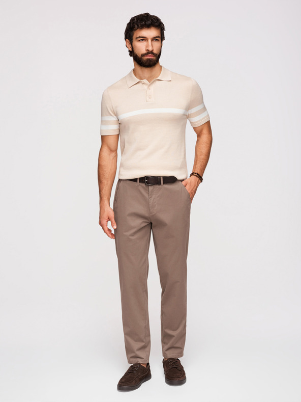 Ombre Clothing Muške hlače chino REGULAR FIT - smeđe V1 OM-PACP-0293 Ombre Clothing