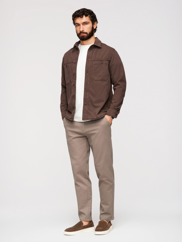 Ombre Clothing Muške chino hlače SLIM FIT s finom strukturom - pepeo V1 OM-PACP-0294 Ombre Clothing