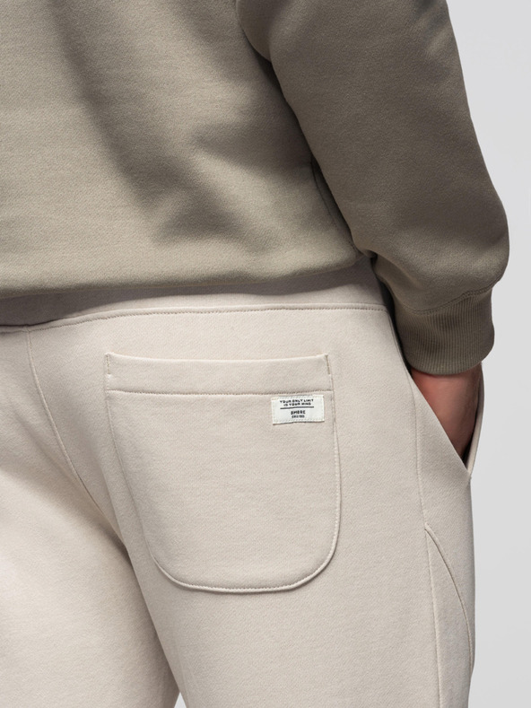 Ombre Clothing Muške trenirke BASIC jogger s rebrasto nogavicom - svijetlo bež V1 OM-PABS-0305 Ombre Clothing