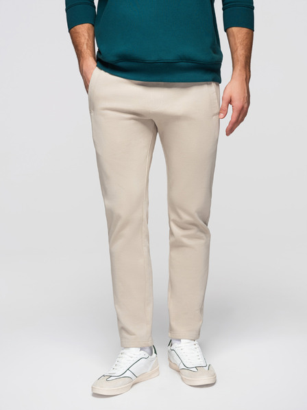 Ombre Clothing Muške pamučne trenirke BASIC s nepodstavljenom nogavicom - svijetlo bež V1 OM-PABS-0304 Ombre Clothing