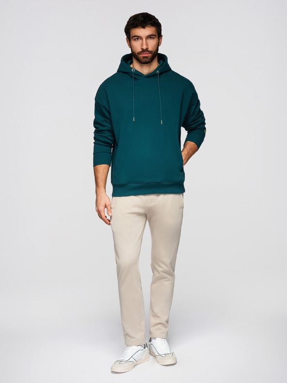 Ombre Clothing Muške pamučne trenirke BASIC s nepodstavljenom nogavicom - svijetlo bež V1 OM-PABS-0304 Ombre Clothing