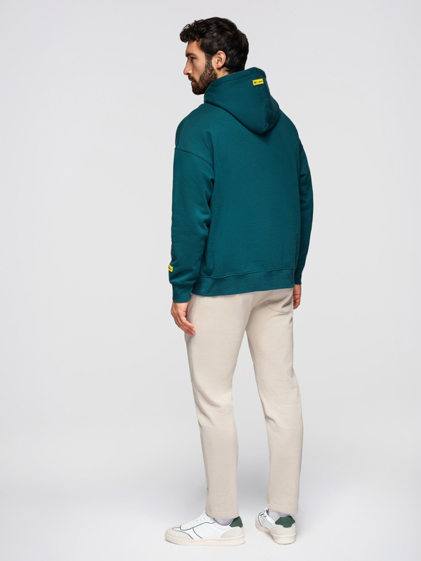 Ombre Clothing Muške pamučne trenirke BASIC s nepodstavljenom nogavicom - svijetlo bež V1 OM-PABS-0304 Ombre Clothing