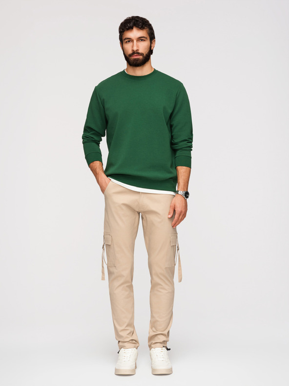 Ombre Clothing Muške cargo hlače s ravnim nogavicama i rebrasto nogavicom - pijesak V2 P1516 Ombre Clothing