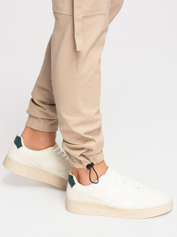 Ombre Clothing Muške cargo hlače s ravnim nogavicama i rebrasto nogavicom - pijesak V2 P1516 Ombre Clothing