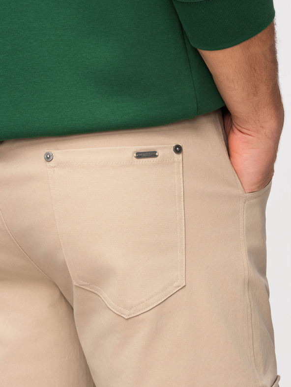 Ombre Clothing Muške cargo hlače s ravnim nogavicama i rebrasto nogavicom - pijesak V2 P1516 Ombre Clothing