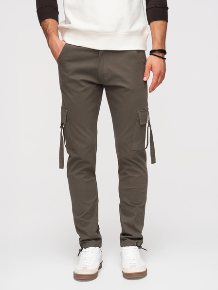 Ombre Clothing Muške cargo hlače s ravnim nogavicama i povlačnim lemom - grafit V3 P1516 Ombre Clothing