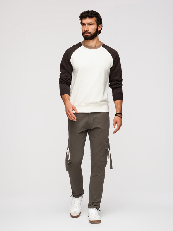 Ombre Clothing Muške cargo hlače s ravnim nogavicama i povlačnim lemom - grafit V3 P1516 Ombre Clothing