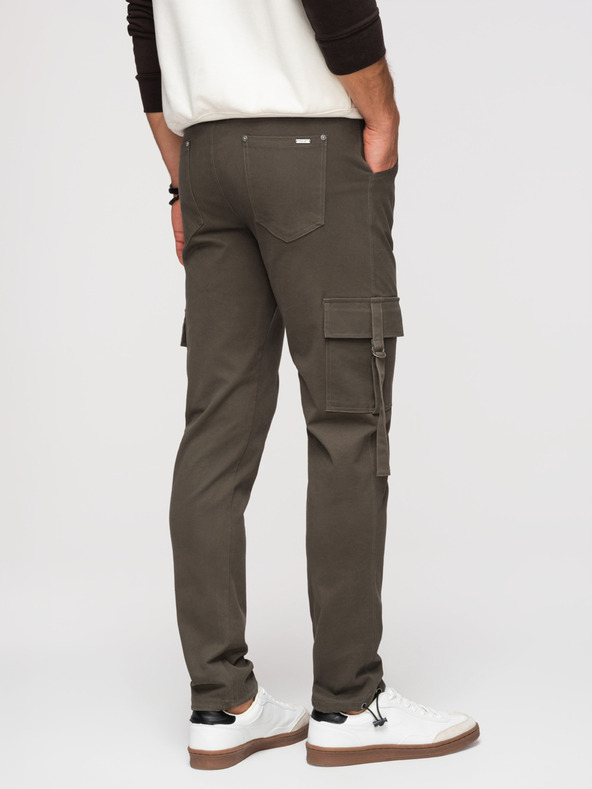 Ombre Clothing Muške cargo hlače s ravnim nogavicama i povlačnim lemom - grafit V3 P1516 Ombre Clothing