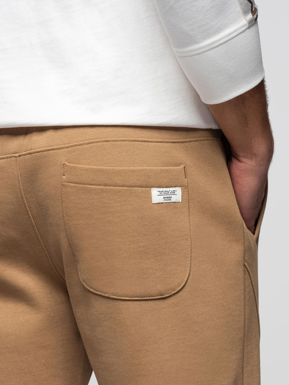 Ombre Clothing Muške trenirke BASIC jogger s rebrasto nogavicom - smeđe V2 OM-PABS-0305 Ombre Clothing