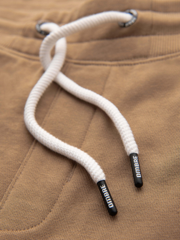 Ombre Clothing Muške trenirke BASIC jogger s rebrasto nogavicom - smeđe V2 OM-PABS-0305 Ombre Clothing