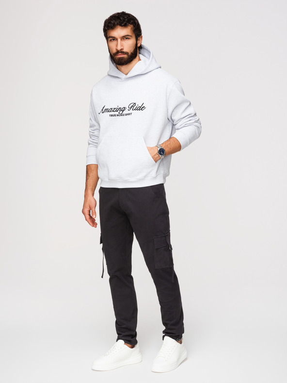 Ombre Clothing Muške cargo hlače s ravnim nogavicama i povlačnim lemom - crne V4 P1516 Ombre Clothing