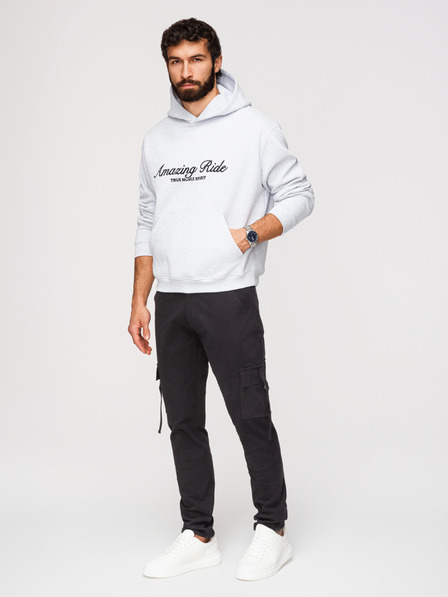 Ombre Clothing Muške cargo hlače s ravnim nogavicama i povlačnim lemom - crne V4 P1516 Ombre Clothing