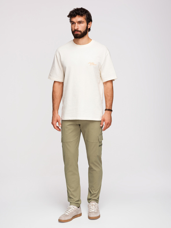 Ombre Clothing Muške cargo hlače s ravnim nogavicama i patentnim džepovima - maslinasta boja V2 P1517 Ombre Clothing