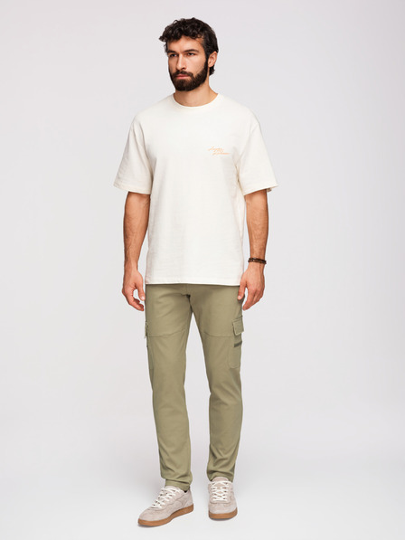 Ombre Clothing Muške cargo hlače s ravnim nogavicama i patentnim džepovima - maslinasta boja V2 P1517 Ombre Clothing