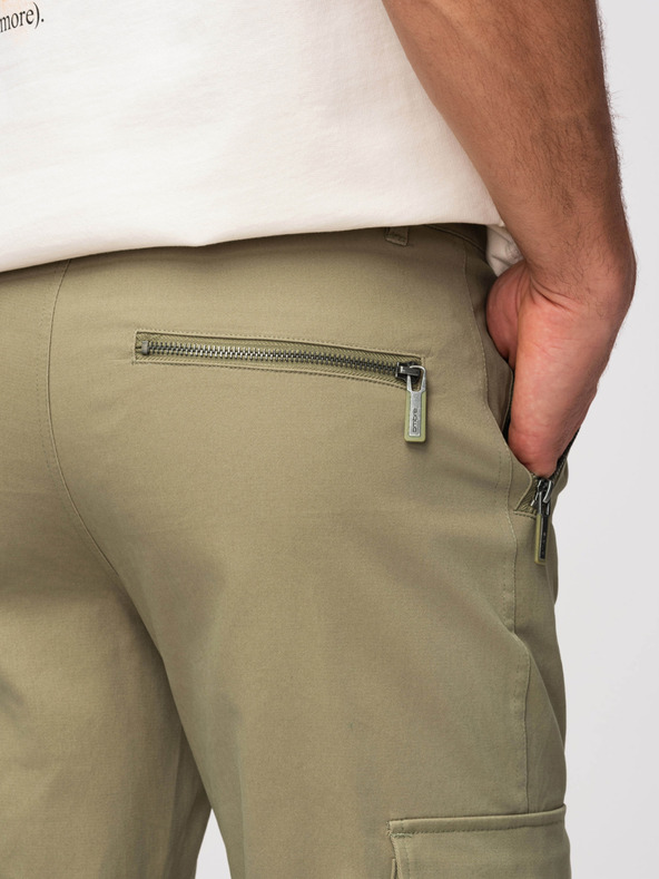 Ombre Clothing Muške cargo hlače s ravnim nogavicama i patentnim džepovima - maslinasta boja V2 P1517 Ombre Clothing