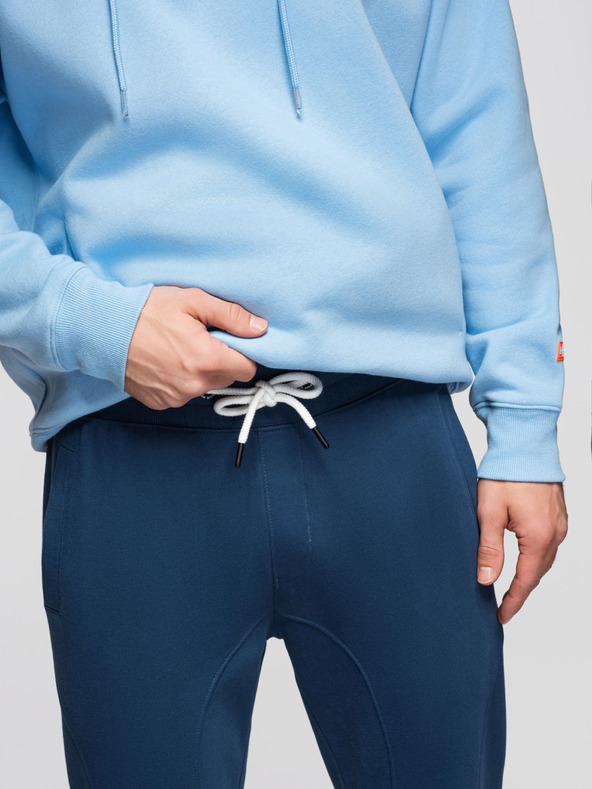 Ombre Clothing Muške sportske hlače BASIC jogger s rebrastom nogavicom - tamno plave V4 OM-PABS-0305 Ombre Clothing