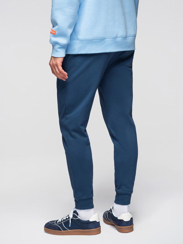 Ombre Clothing Muške sportske hlače BASIC jogger s rebrastom nogavicom - tamno plave V4 OM-PABS-0305 Ombre Clothing