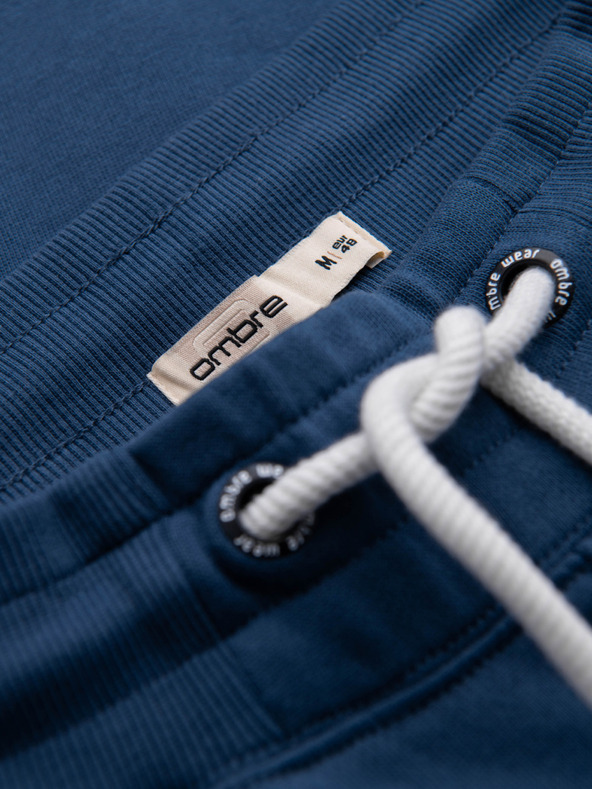 Ombre Clothing Muške sportske hlače BASIC jogger s rebrastom nogavicom - tamno plave V4 OM-PABS-0305 Ombre Clothing