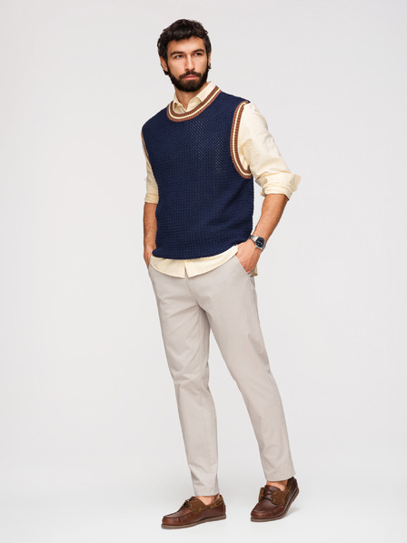 Ombre Clothing Muške hlače chino REGULAR FIT - bež V2 OM-PACP-0293 Ombre Clothing