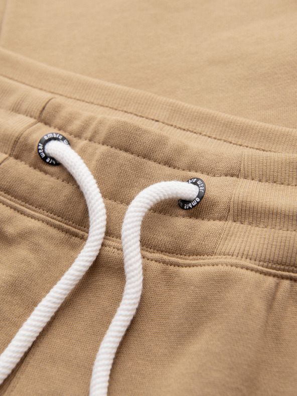 Ombre Clothing Muške pamučne trenirke BASIC s nepodstavljenom nogavicom - smeđe V2 OM-PABS-0304 Ombre Clothing