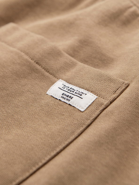 Ombre Clothing Muške pamučne trenirke BASIC s nepodstavljenom nogavicom - smeđe V2 OM-PABS-0304 Ombre Clothing