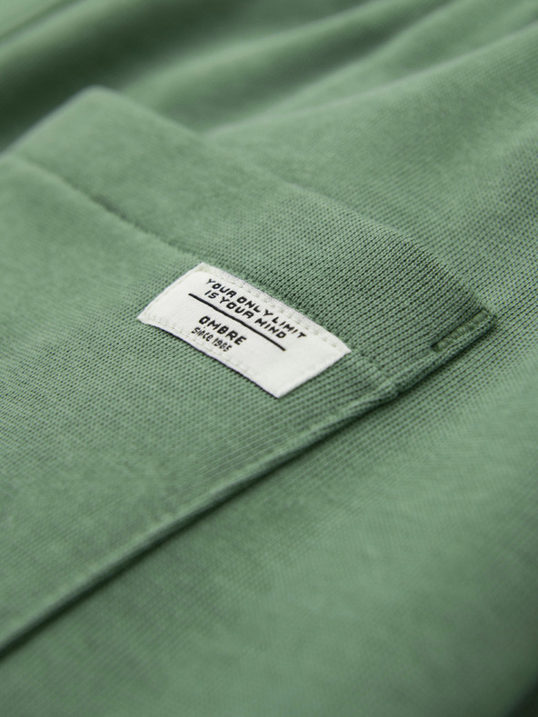 Ombre Clothing Muške pamučne trenirke BASIC s nepodstavljenom nogavicom - zelene V3 OM-PABS-0304 Ombre Clothing