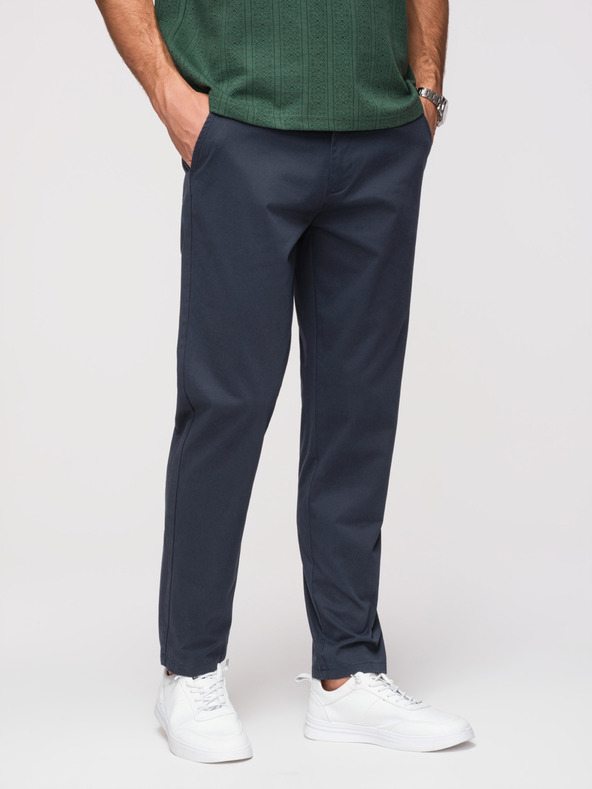 Ombre Clothing Muške čvrste hlače chino REGULAR FIT - tamno plave V4 OM-PACP-0293 Ombre Clothing