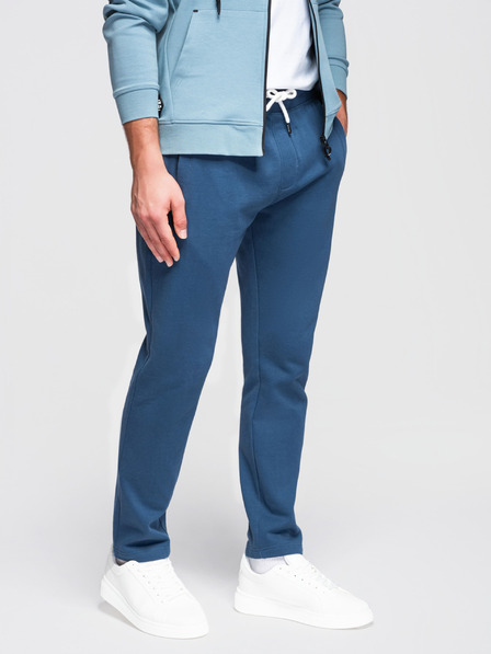 Ombre Clothing Muške pamučne sportske hlače BASIC bez podstave - tamno plave V4 OM-PABS-0304 Ombre Clothing