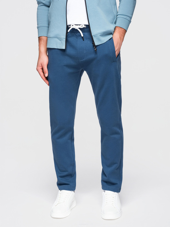 Ombre Clothing Muške pamučne sportske hlače BASIC bez podstave - tamno plave V4 OM-PABS-0304 Ombre Clothing