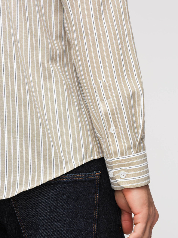 Ombre Clothing Muška pamučna košulja REGULAR FIT s finom prugom - bež V1 K703 Ombre Clothing