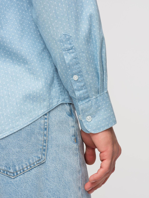 Ombre Clothing Muška pamučna košulja od finog denima s uzorkom - svetlo plava V1 K702 Ombre Clothing