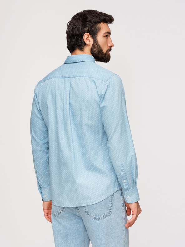 Ombre Clothing Muška pamučna košulja od finog denima s uzorkom - svetlo plava V1 K702 Ombre Clothing